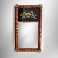 Hitchcock stenciled mirror in red with floral design - FREE SHIPPING   153128267540